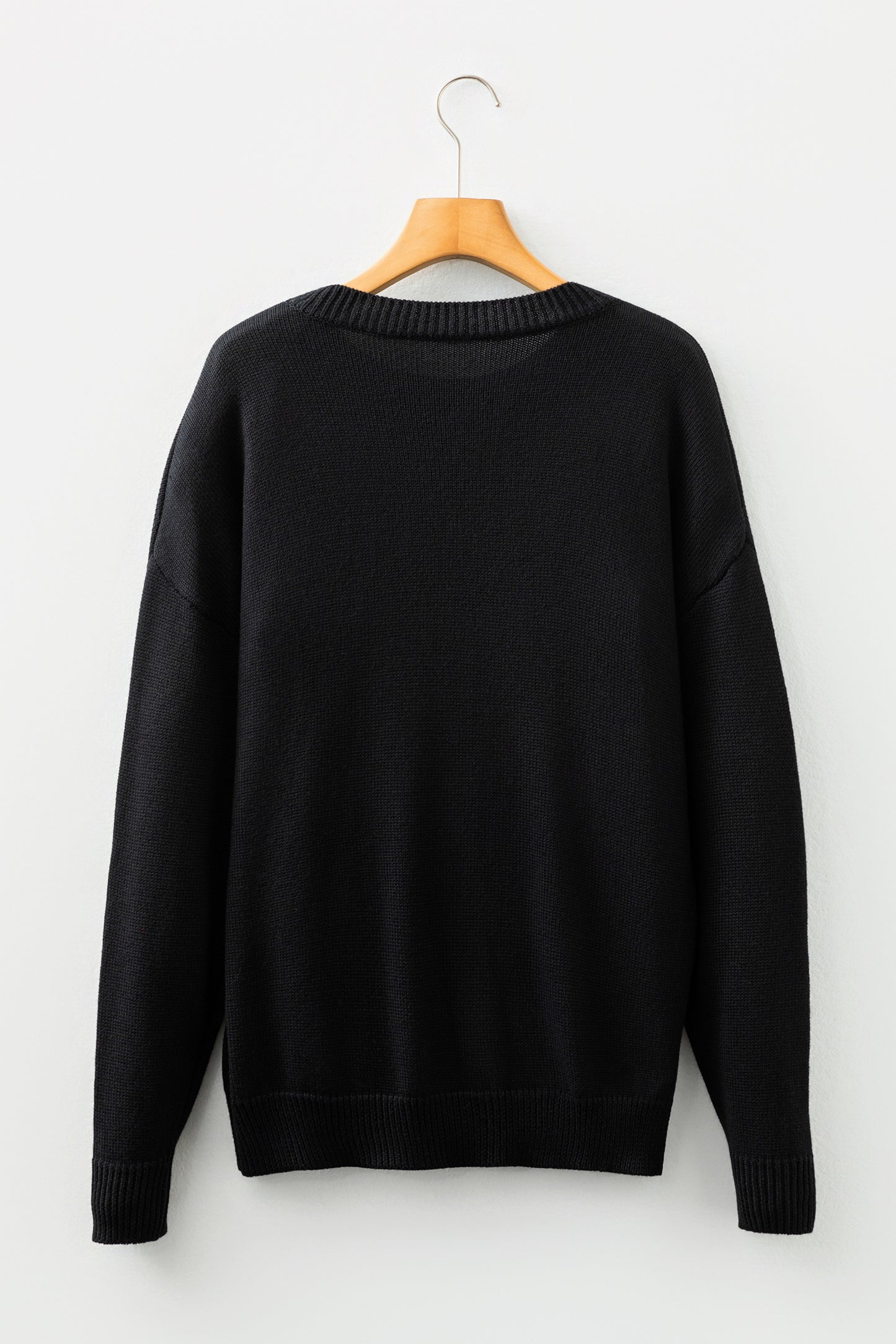 Smoke Gray Merry Colorful Dot Detail Christmas Drop Shoulder Sweater