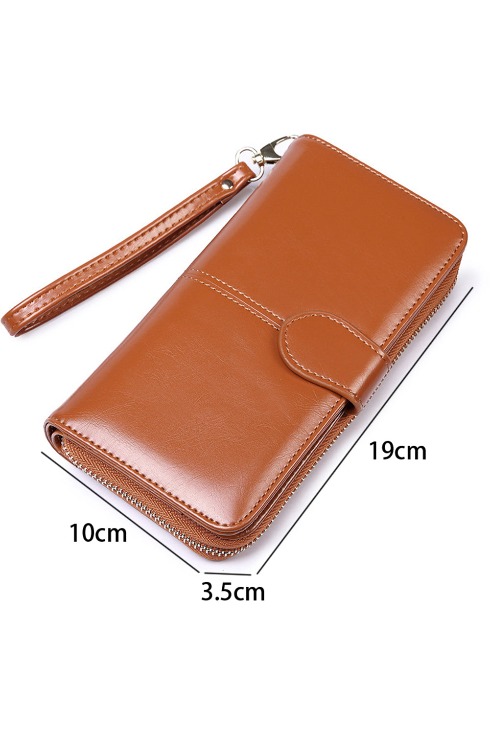 Cinnamon Faux Leather Zip Around Long Wristband Wallet