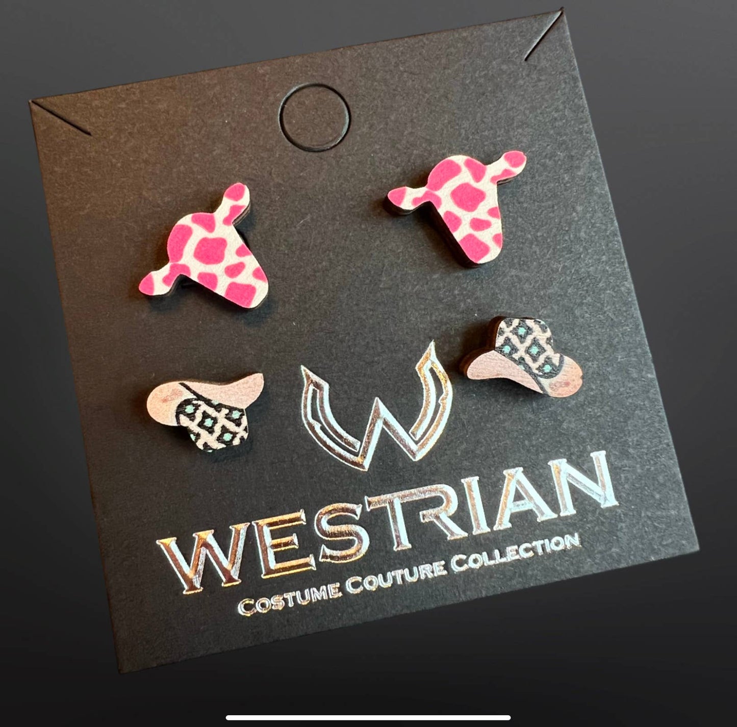 Western Cowgirl Wood Earrings SET OF TWO PAIR