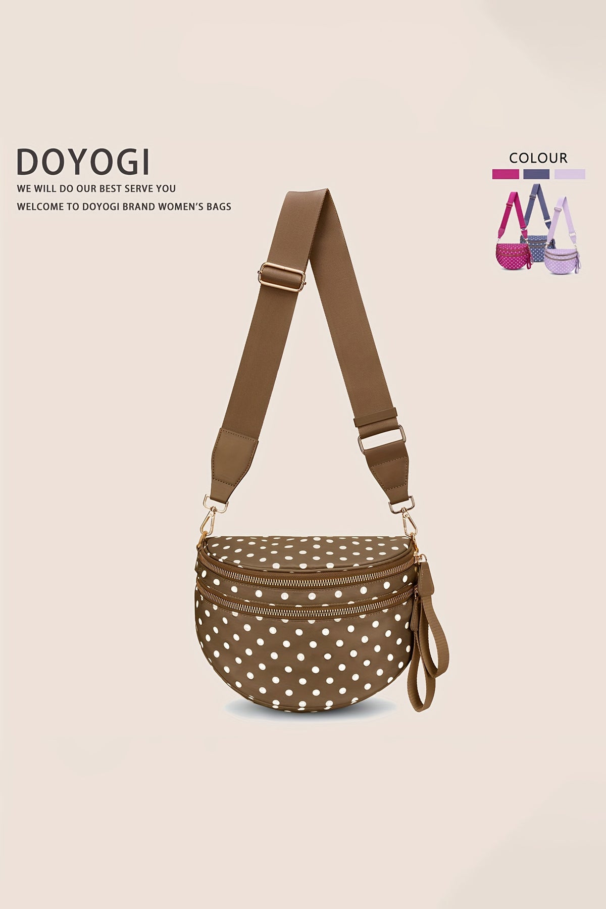 White Camouflage Print Double Zip Fashion Crossbody Bag