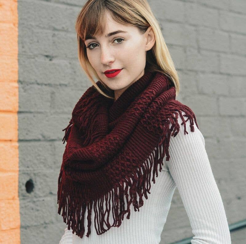 Pointelle Fringe Infinity Scarf - Fall Favorite