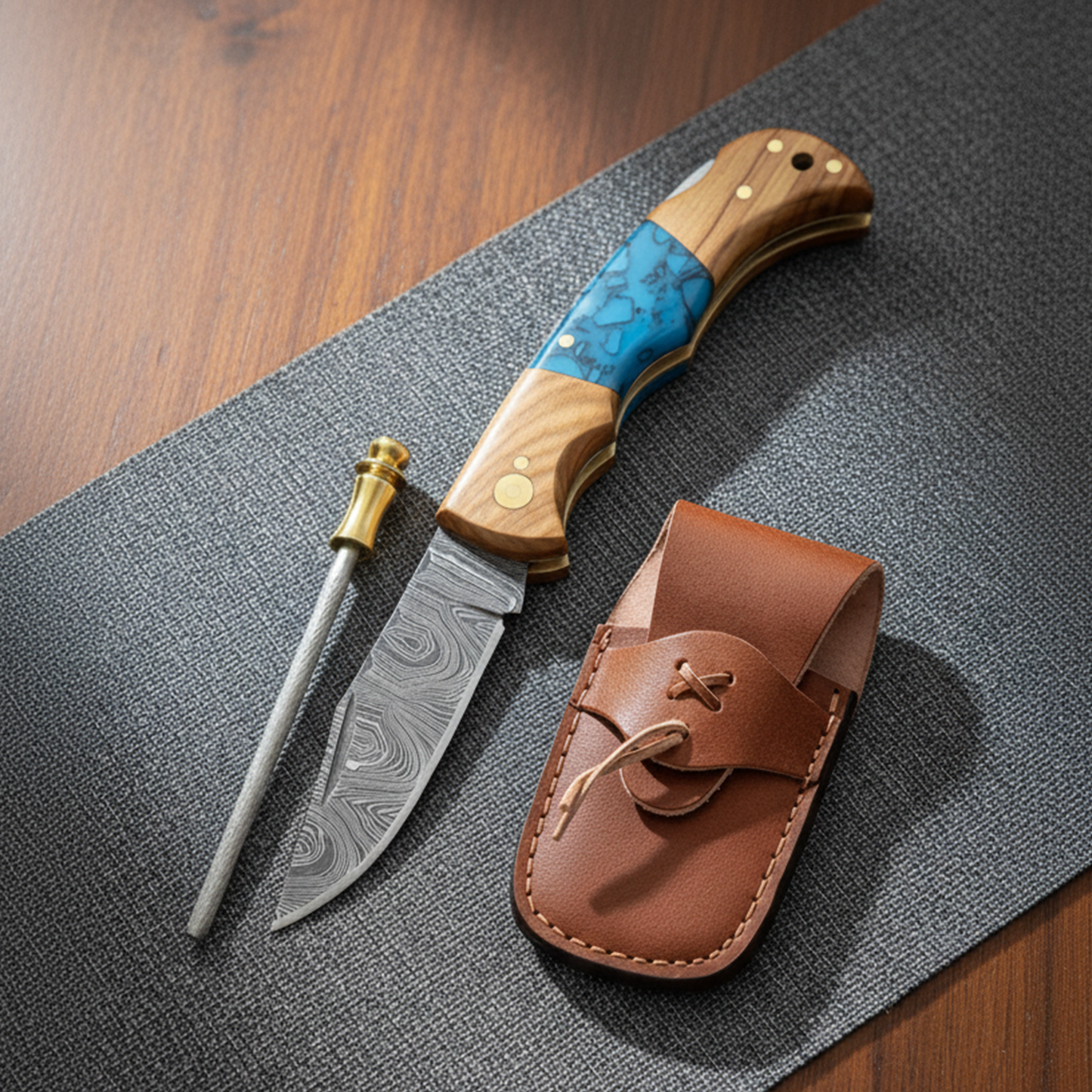 6.5' Handmade damascus folding knife, Pocket Knife