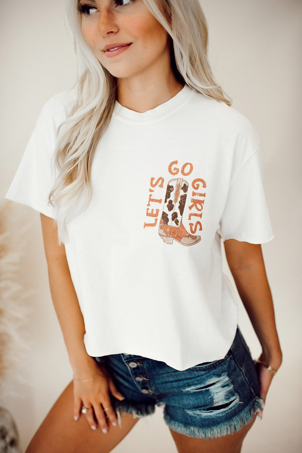 White Double-Side Cowboy Hat & Boots Graphic Tee