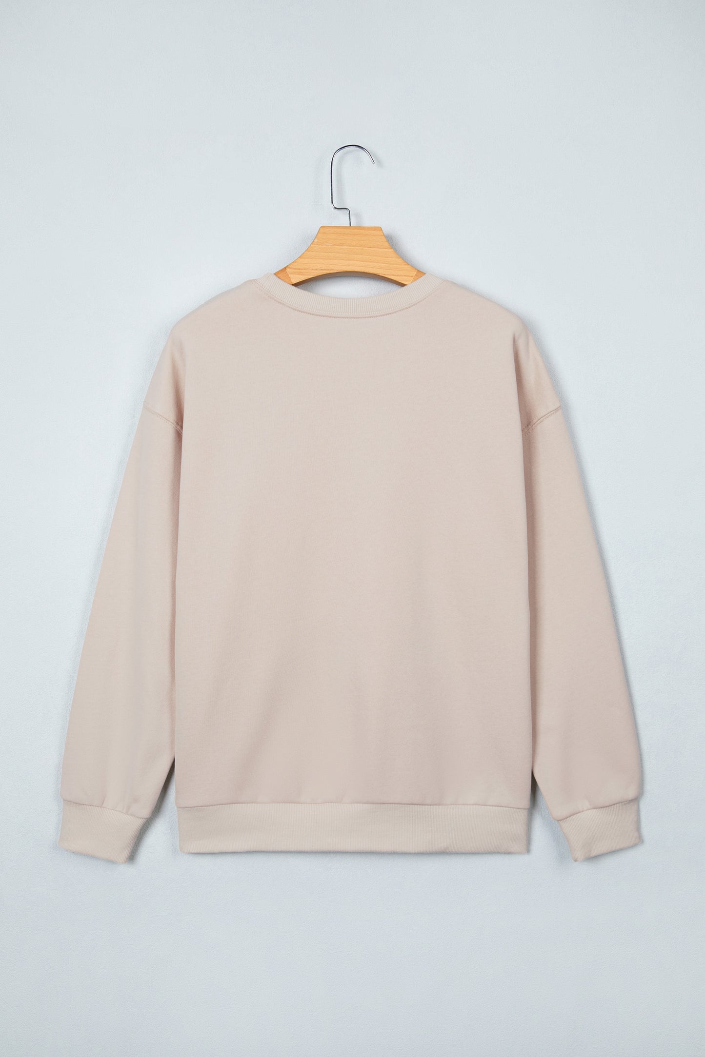 Beige GOOD LUCK Western Horse Print Oversized Pullover Sweatshirt