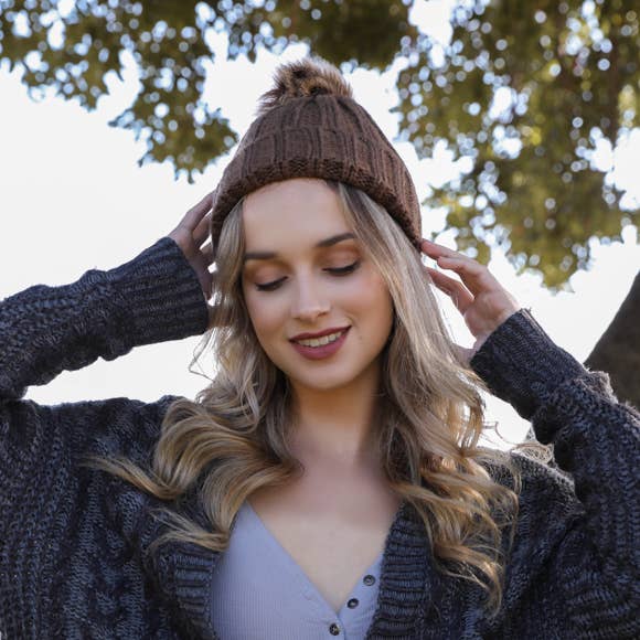 Winter-Ready Ribbed Faux Fur Beanie