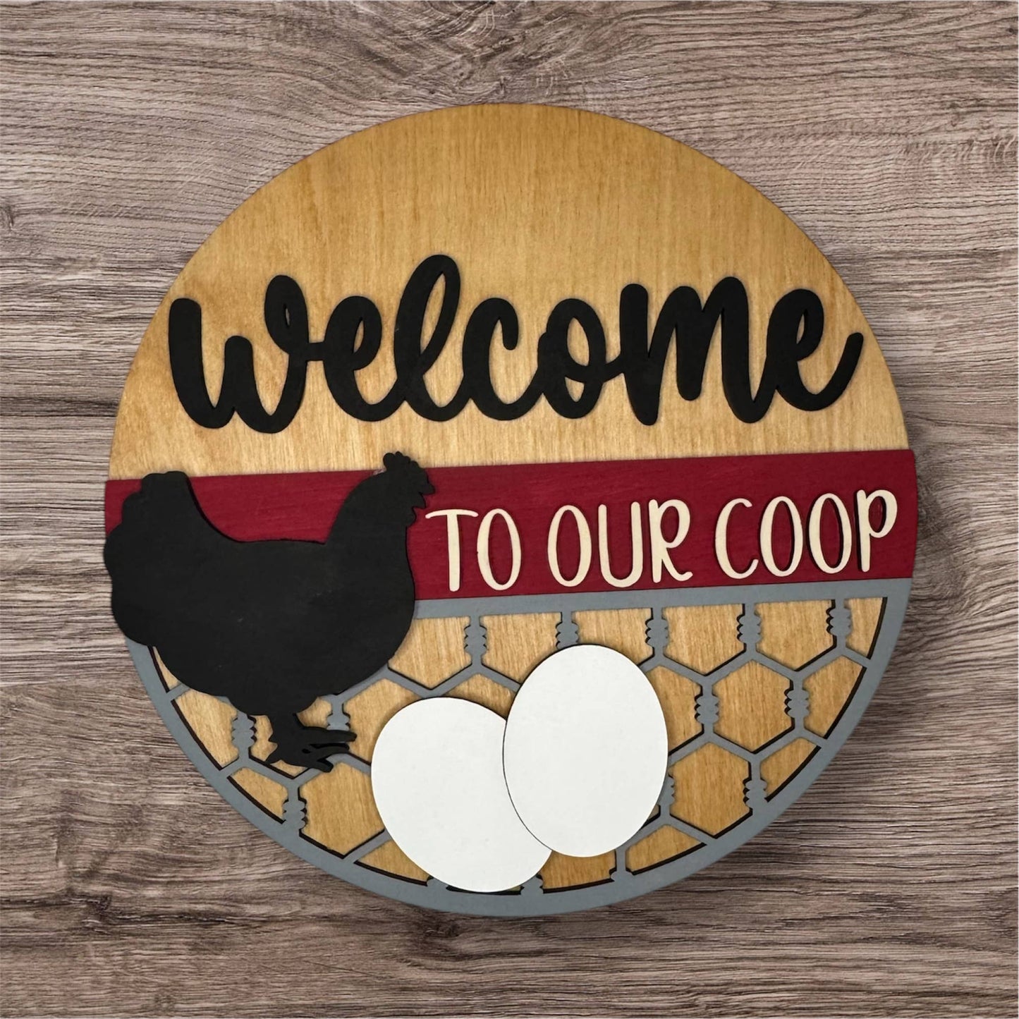 Welcome to Our Coop, Chicken Door Hanger, Farmhouse Decor