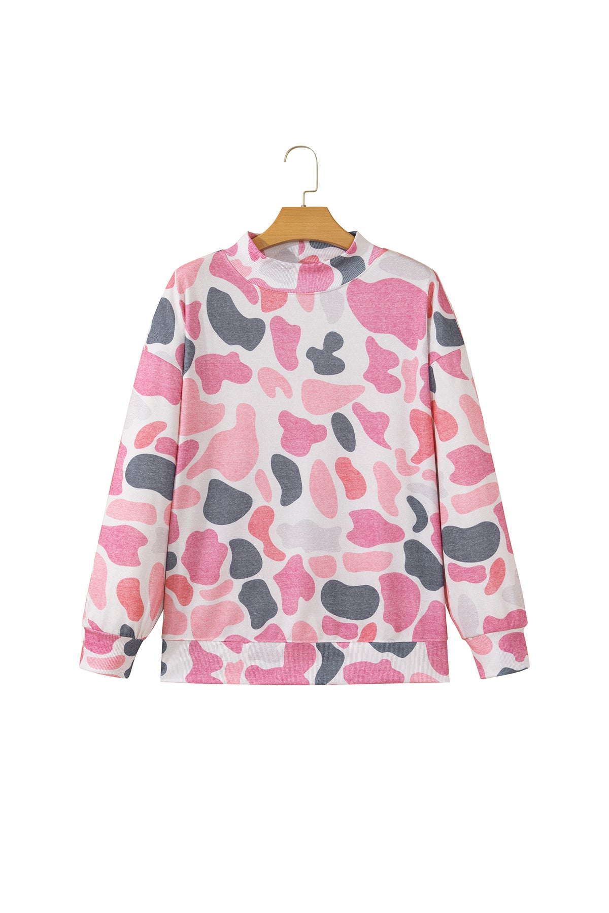 Sky Blue Camouflage Western Style Pullover Sweatshirt
