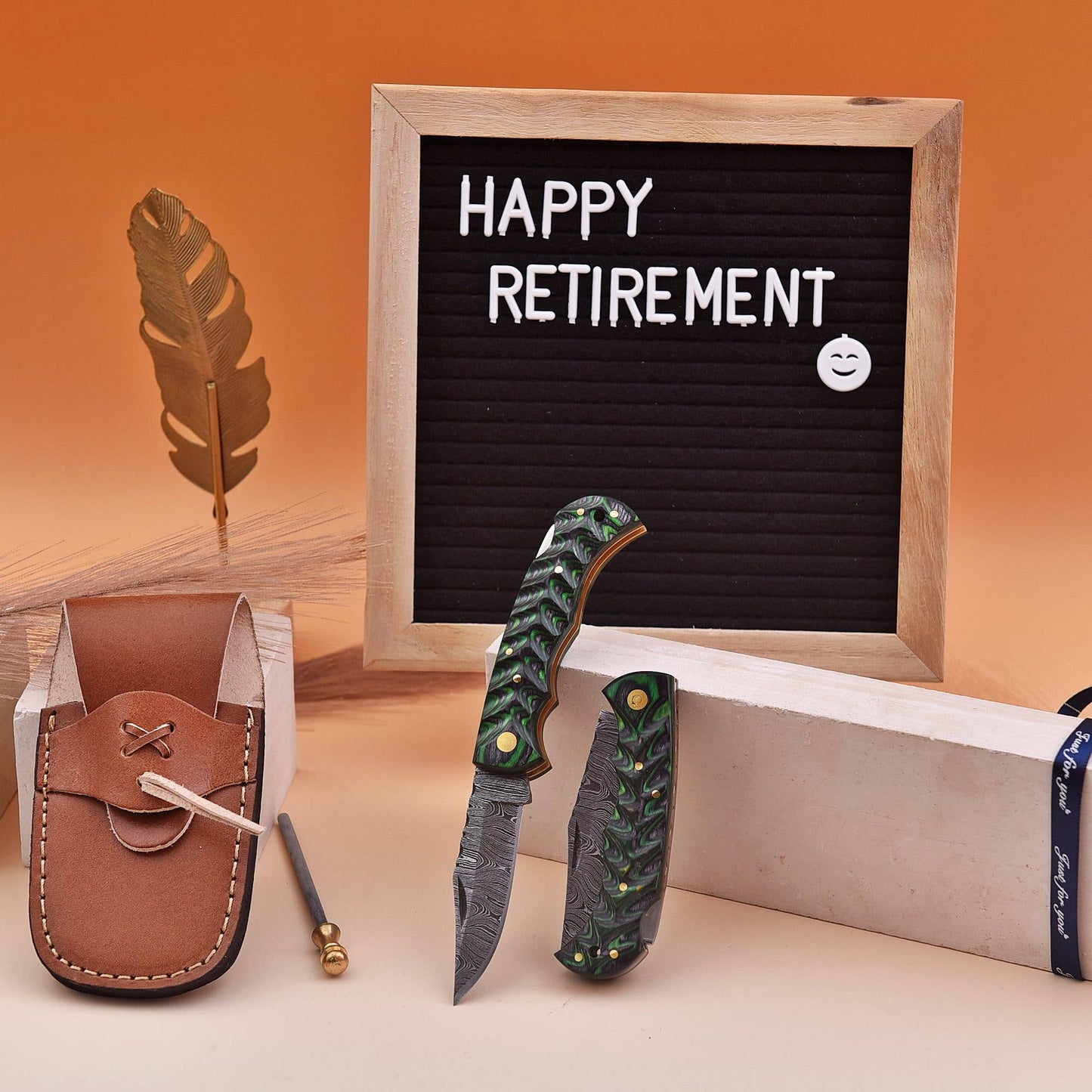 6.5' Handmade damascus folding knife, Pocket Knife