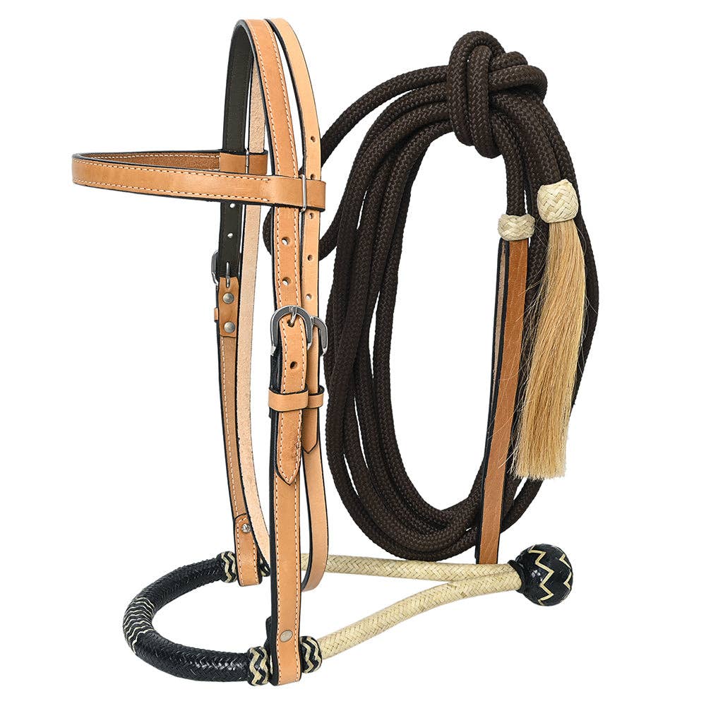 Horse Headstall, Bosal & Reins Set