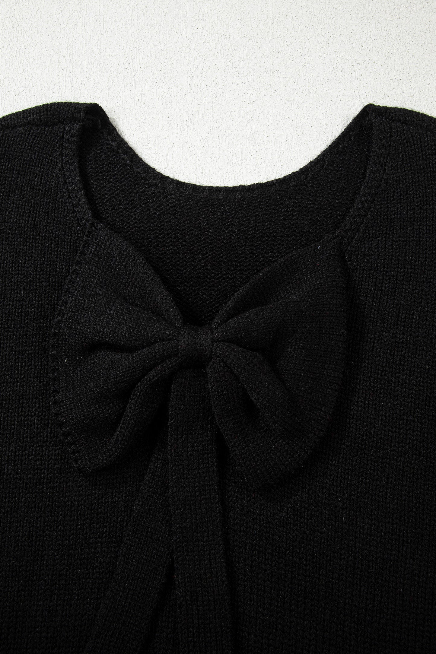 Bright Green Bow Backless Bubble Sleeve Sweater