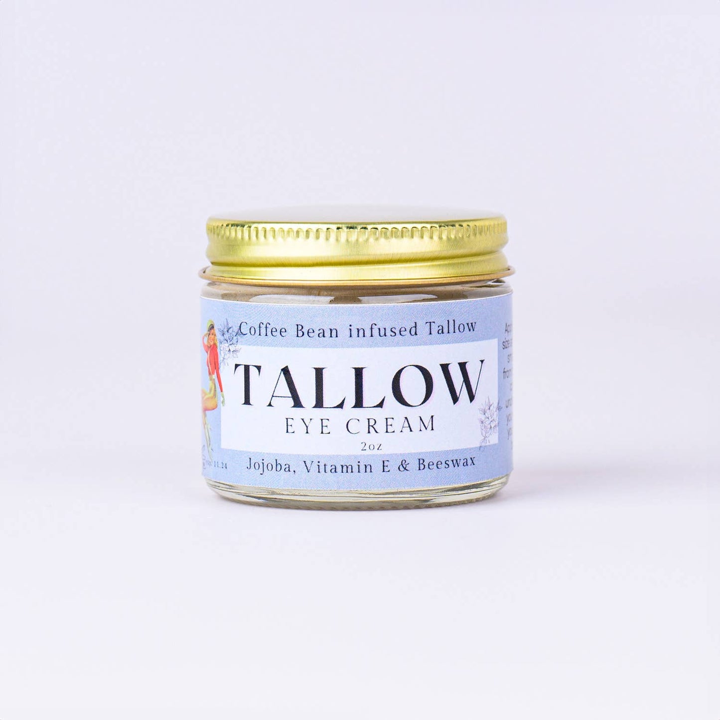 Coffee Bean infused Tallow Eye Cream, Grass Fed Beef Tallow