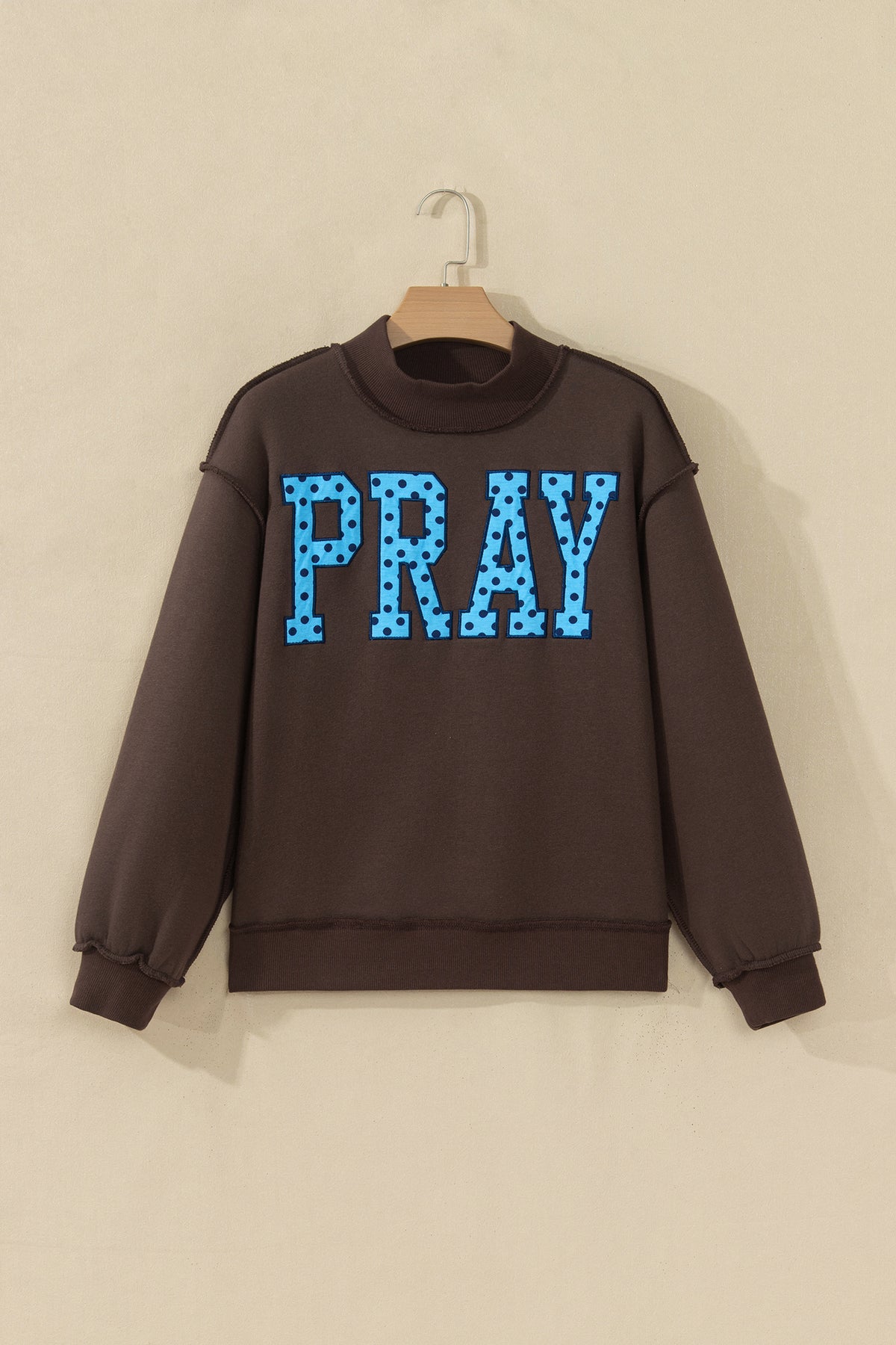 Gray PRAY Polka Dot Embroidered Mock Neck Sweatshirt