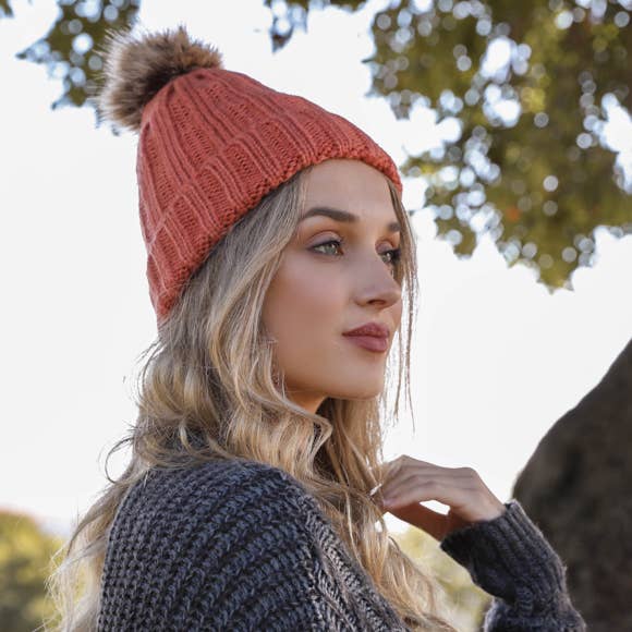 Winter-Ready Ribbed Faux Fur Beanie