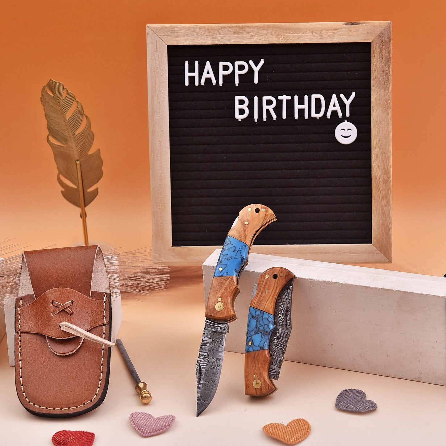 6.5' Handmade damascus folding knife, Pocket Knife