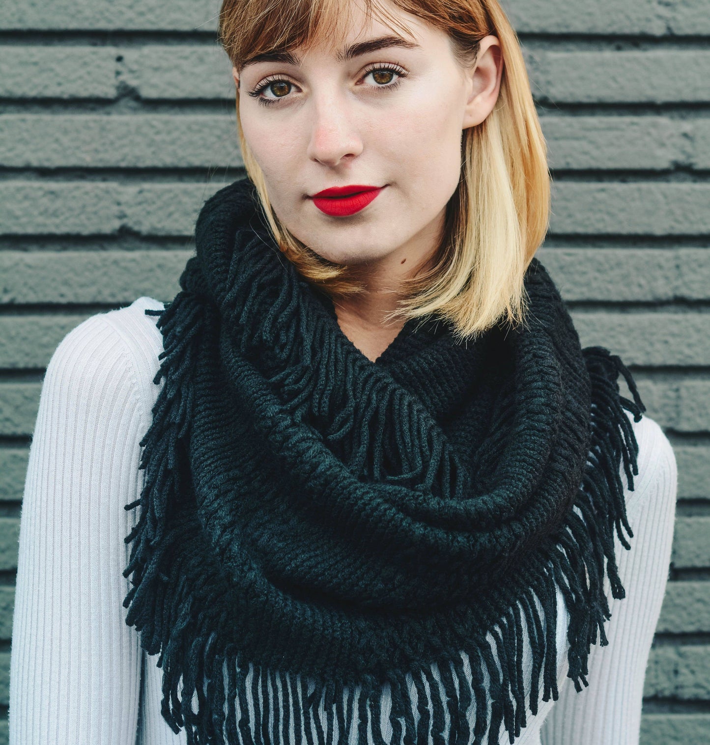Pointelle Fringe Infinity Scarf - Fall Favorite