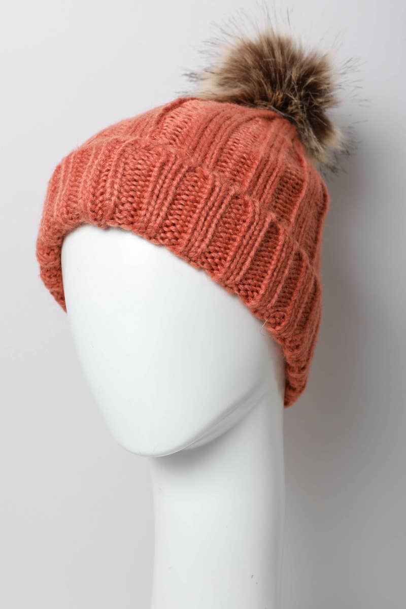 Winter-Ready Ribbed Faux Fur Beanie