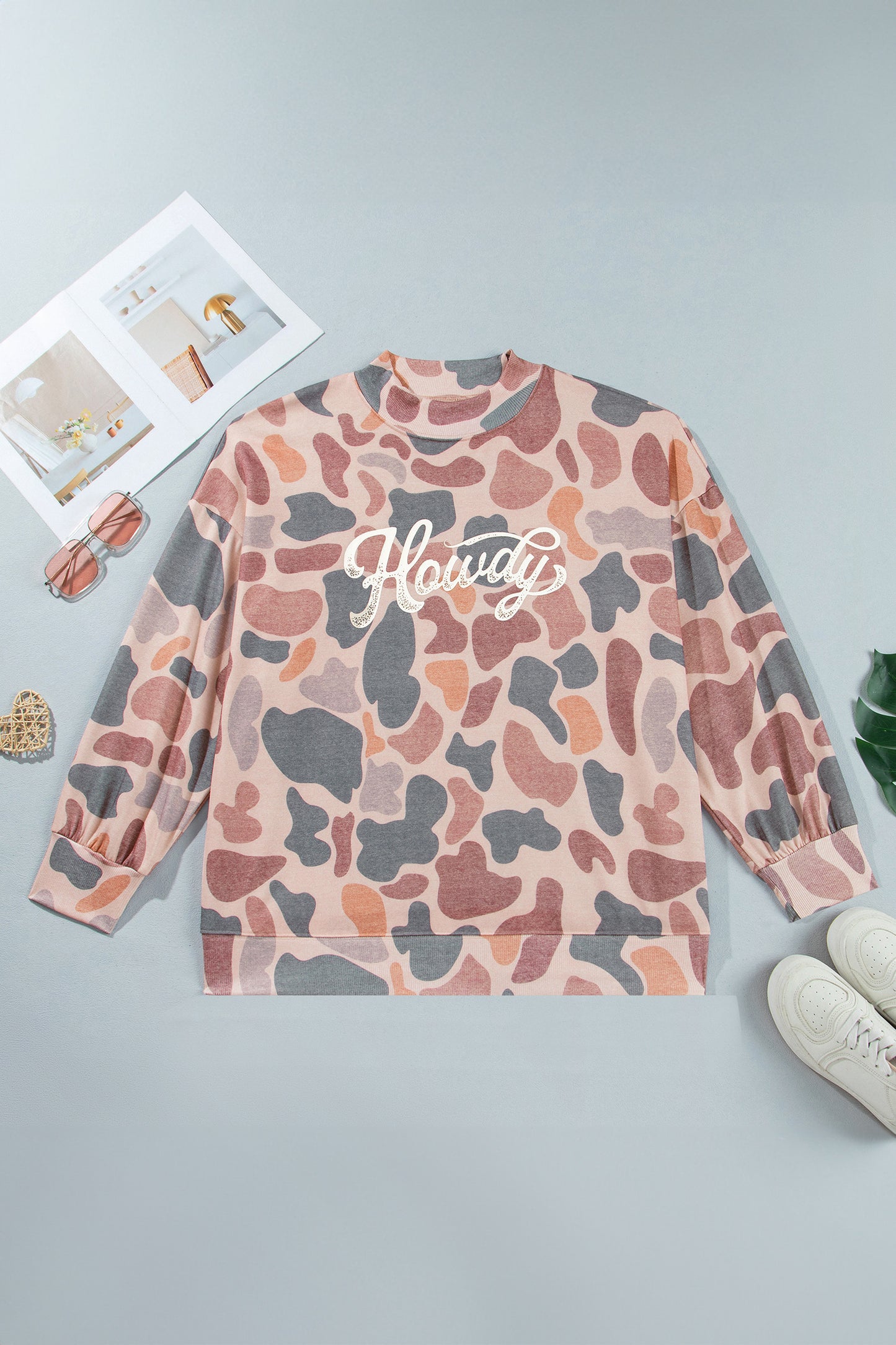 Multicolour Camouflage Western Graphic Plus Size Sweatshirt