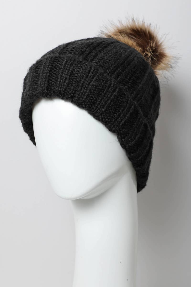 Winter-Ready Ribbed Faux Fur Beanie