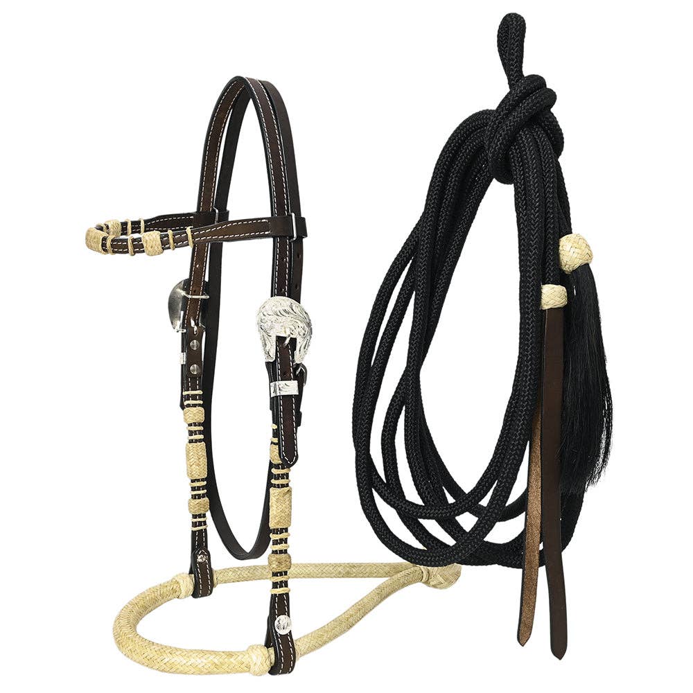 Horse Headstall, Bosal & Reins Set