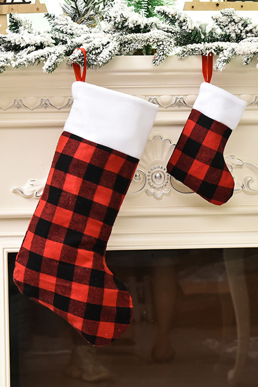 Bristol Black Hanging Christmas Buffalo Plaid Stocking Ornament