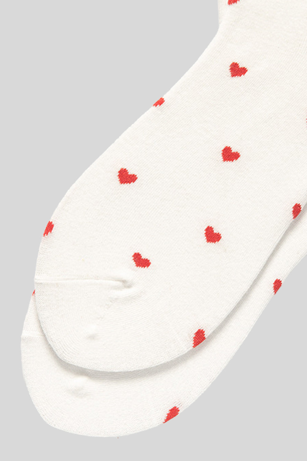 White Valentines Heart Pattern Crew Socks