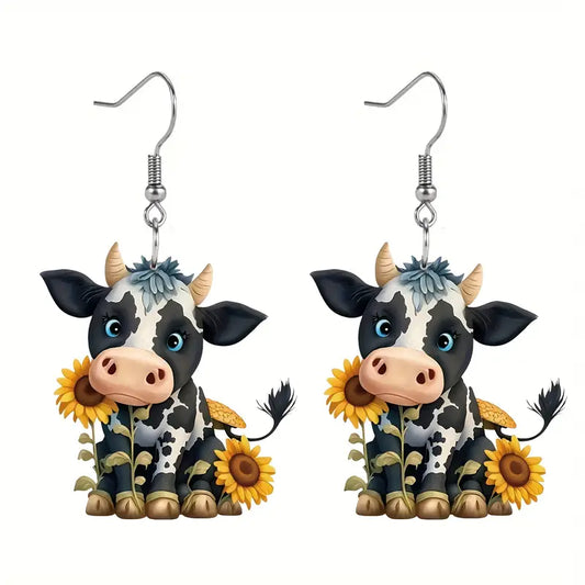 Cow Sunflower Earrings