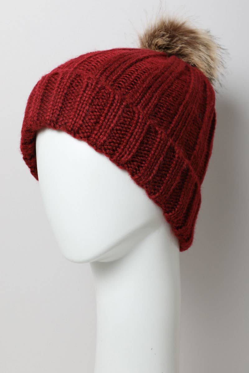 Winter-Ready Ribbed Faux Fur Beanie