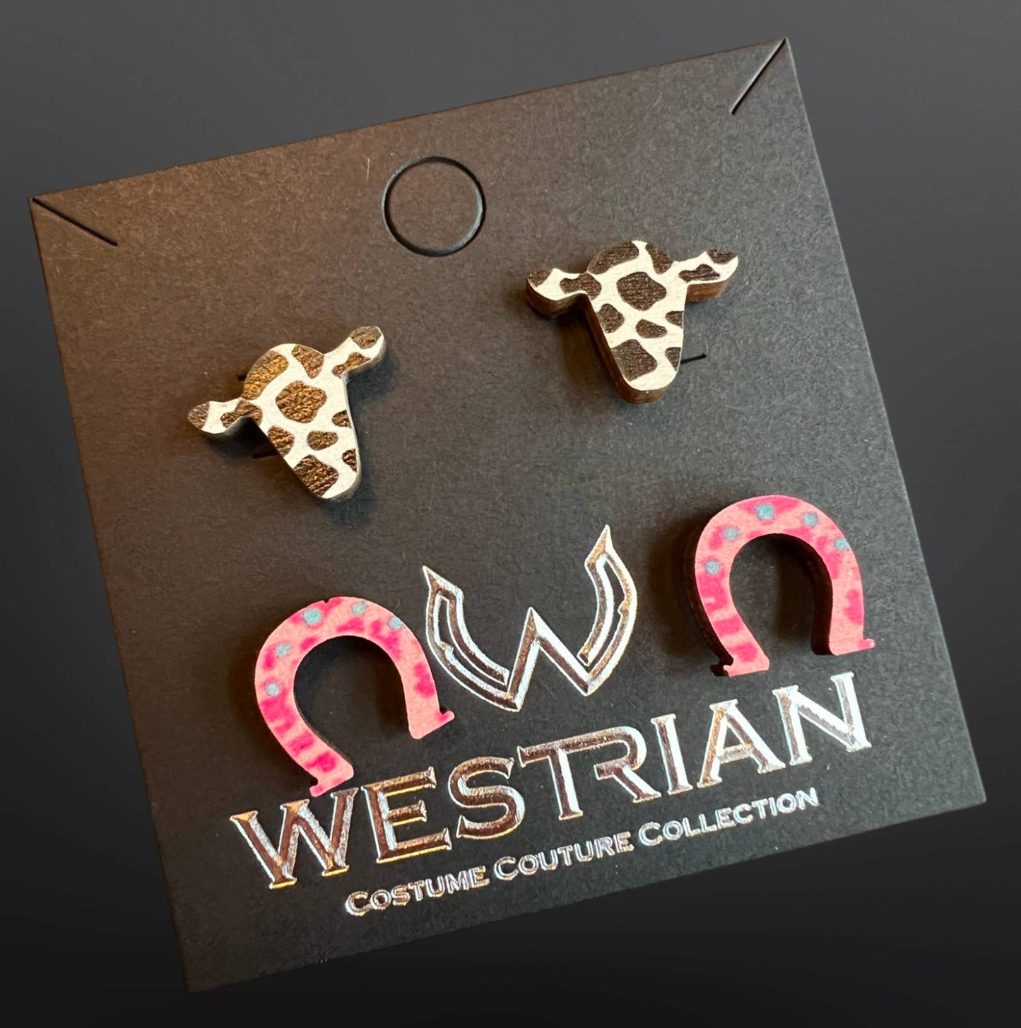 Western Cowgirl Wood Earrings SET OF TWO PAIR