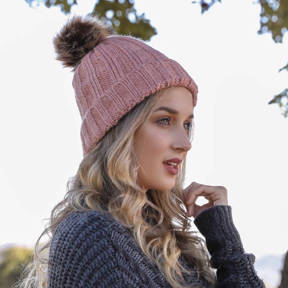 Winter-Ready Ribbed Faux Fur Beanie