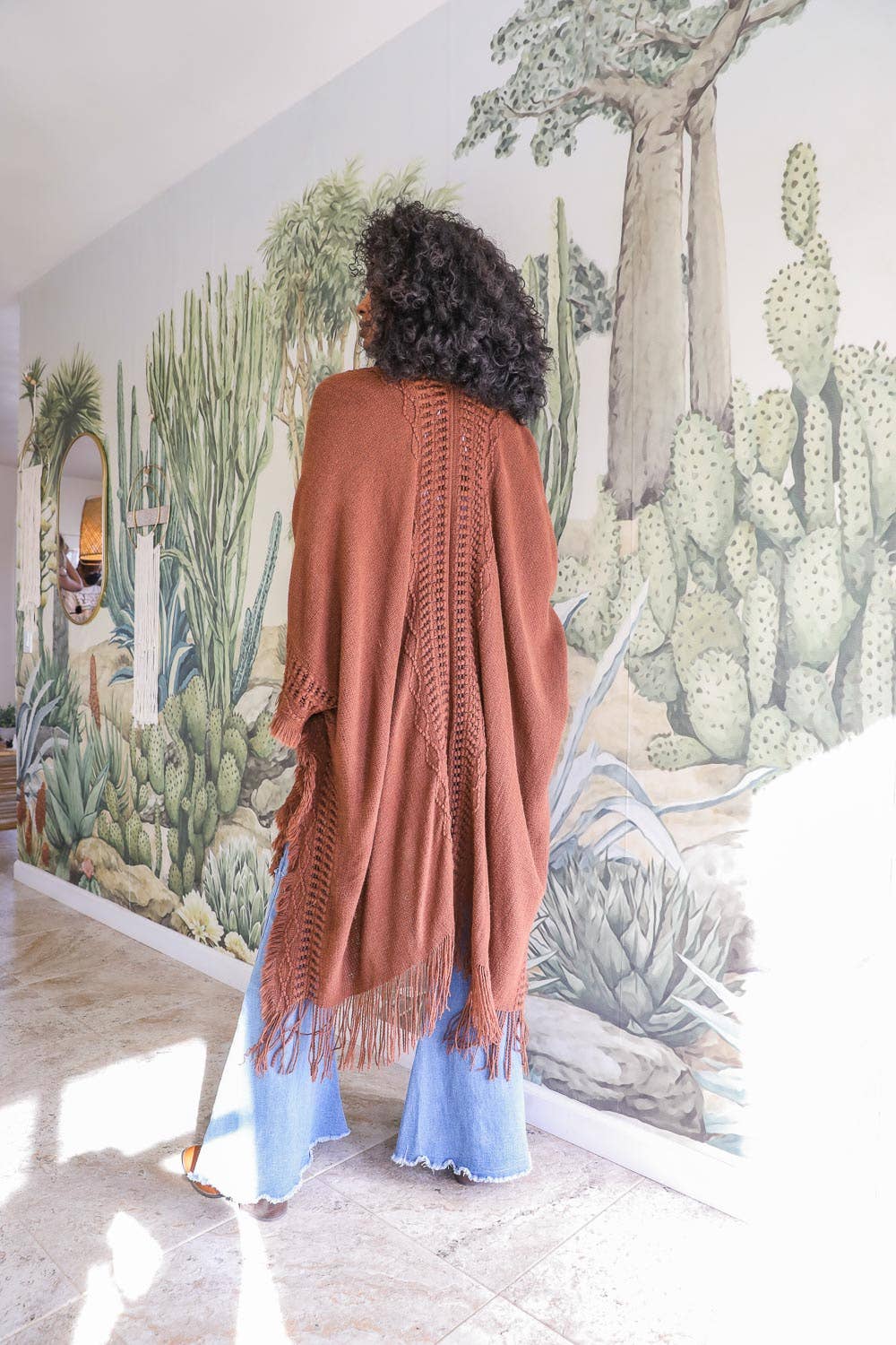 Frayed Border Bohemian Ruana