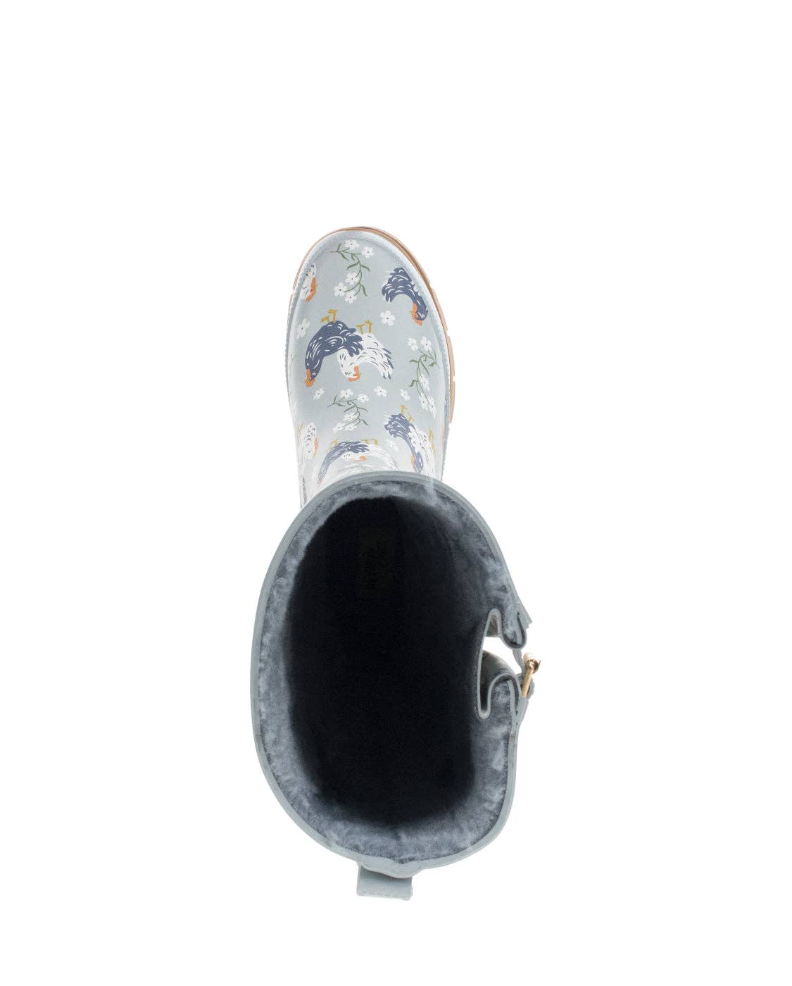 Women's Chicken Faux Fur Tall Rain Boot - Blue