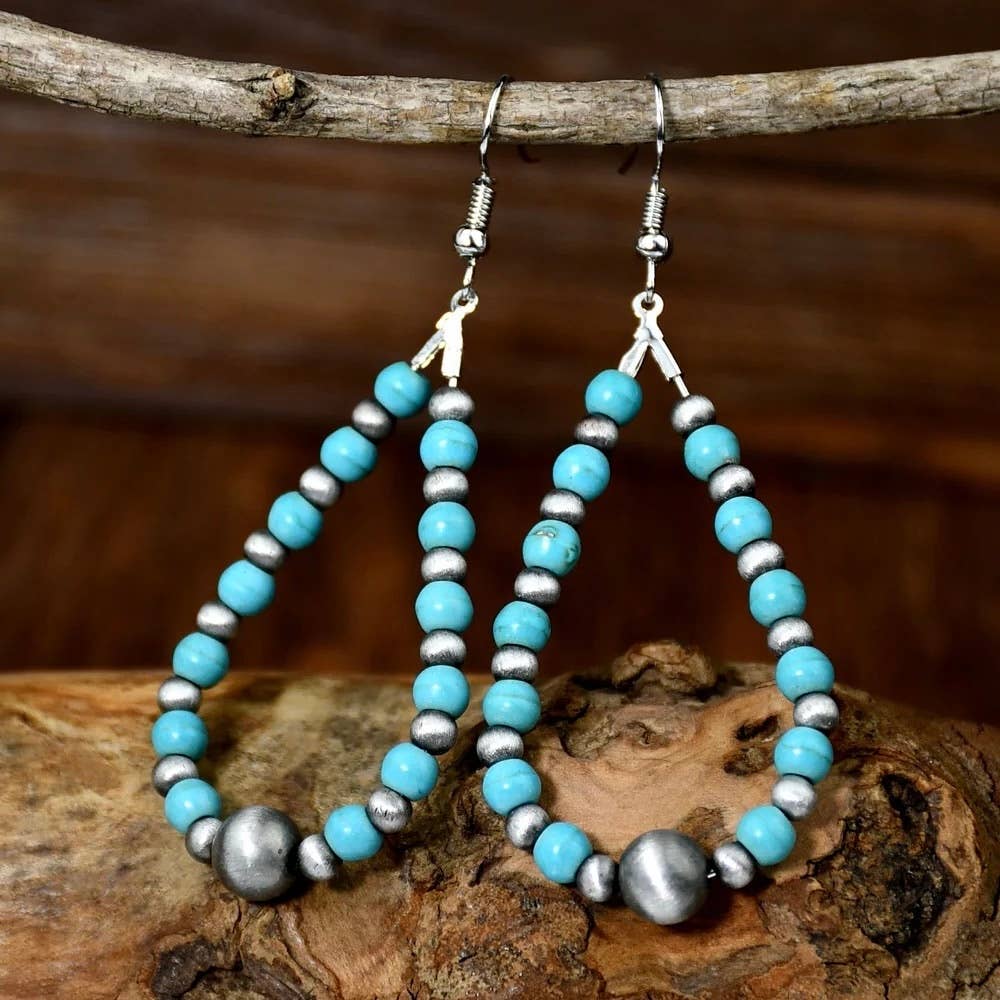 Faux Turquoise and Navajo Pearls Earrings