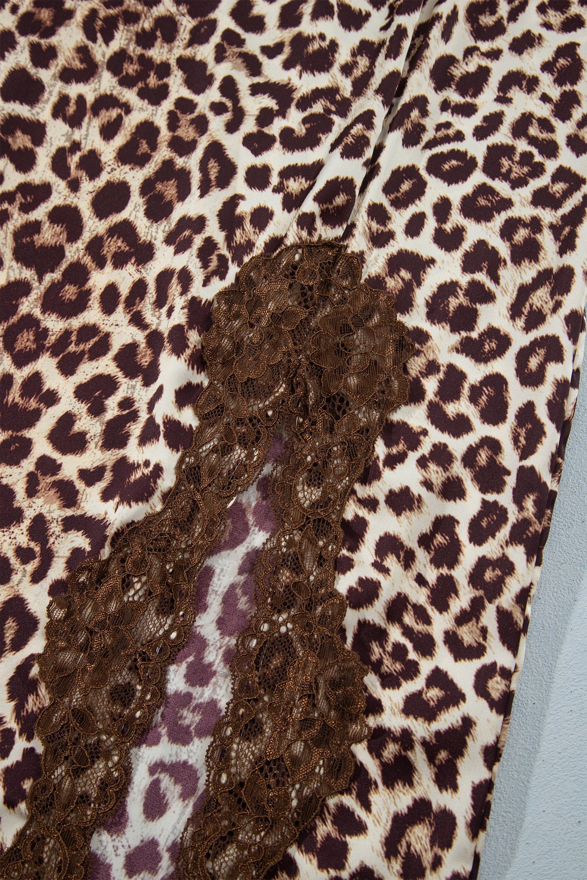 Khaki Cheetah Print Trim Split Long Western Skirt