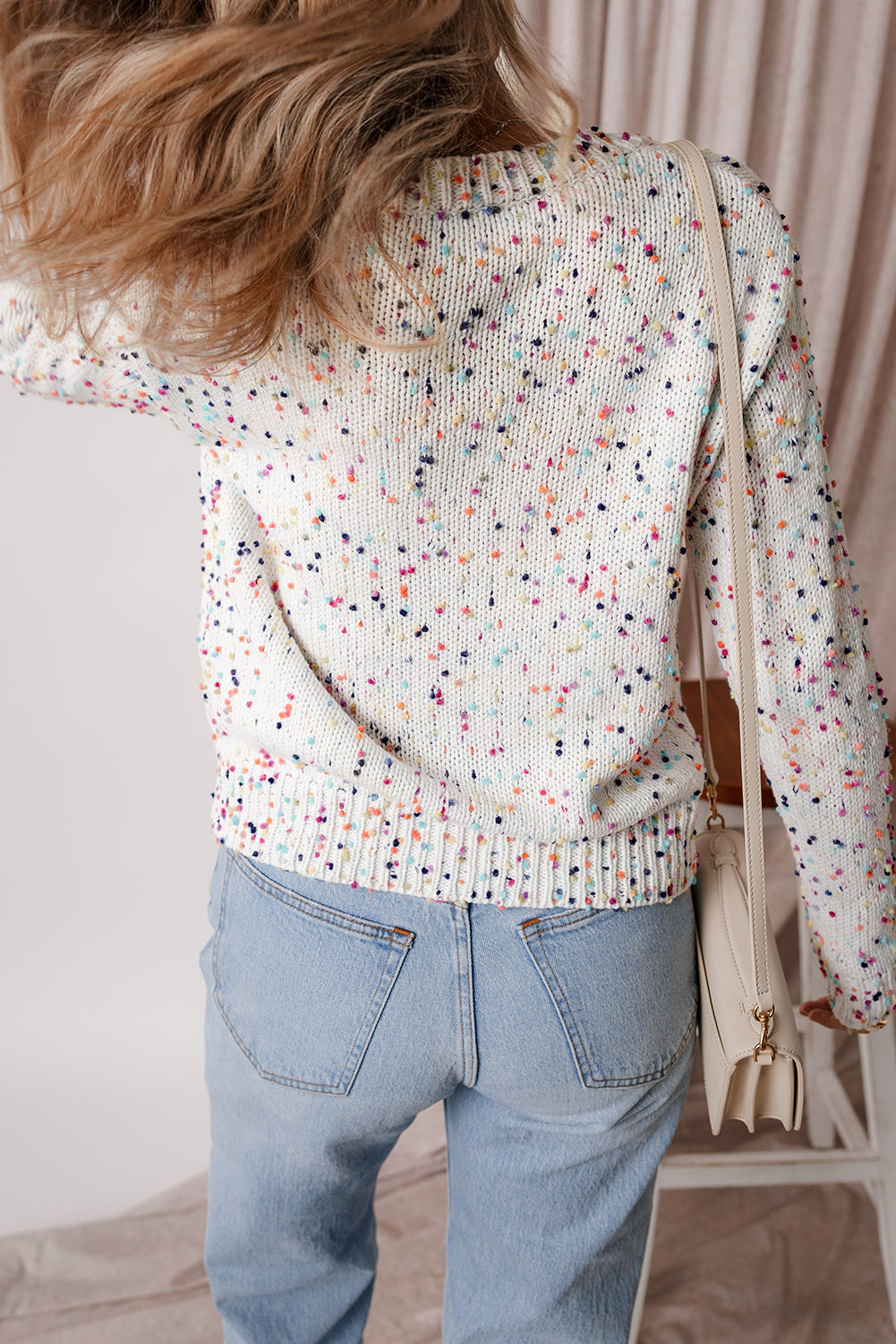 White Multicolor Confetti Sweater Cardigan