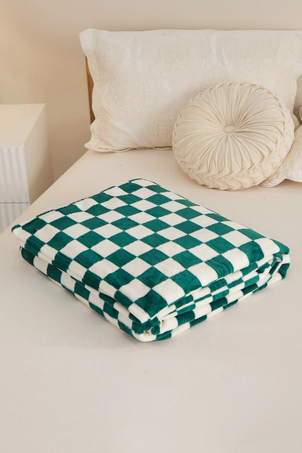 Dark Green Checkerboard Printed Soft Throw Blanket 120*200cm