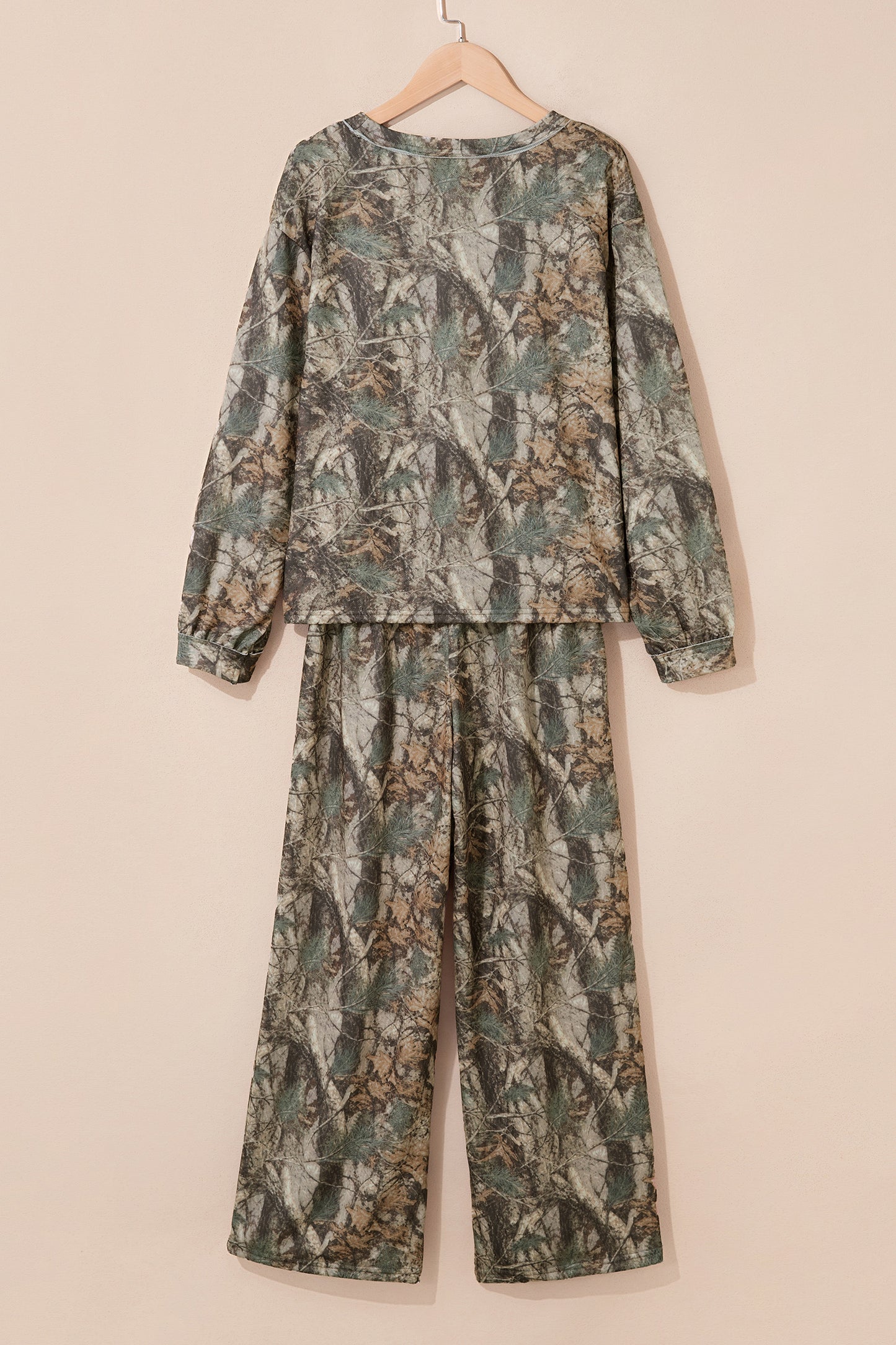 Green Abstract Print Long Sleeve Pant Set