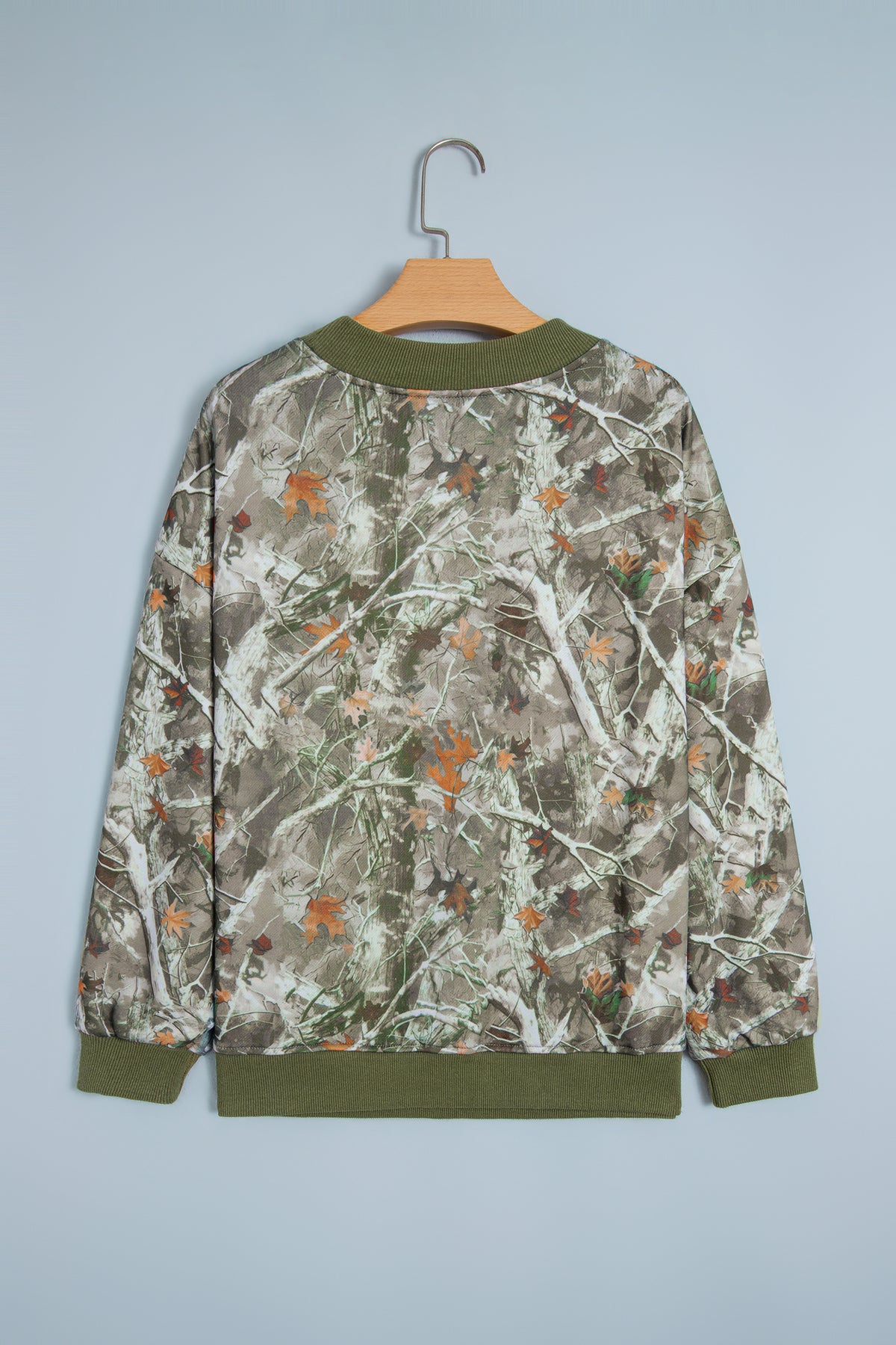 Green Western Camo Print Baggy Pullover Sweatshirt