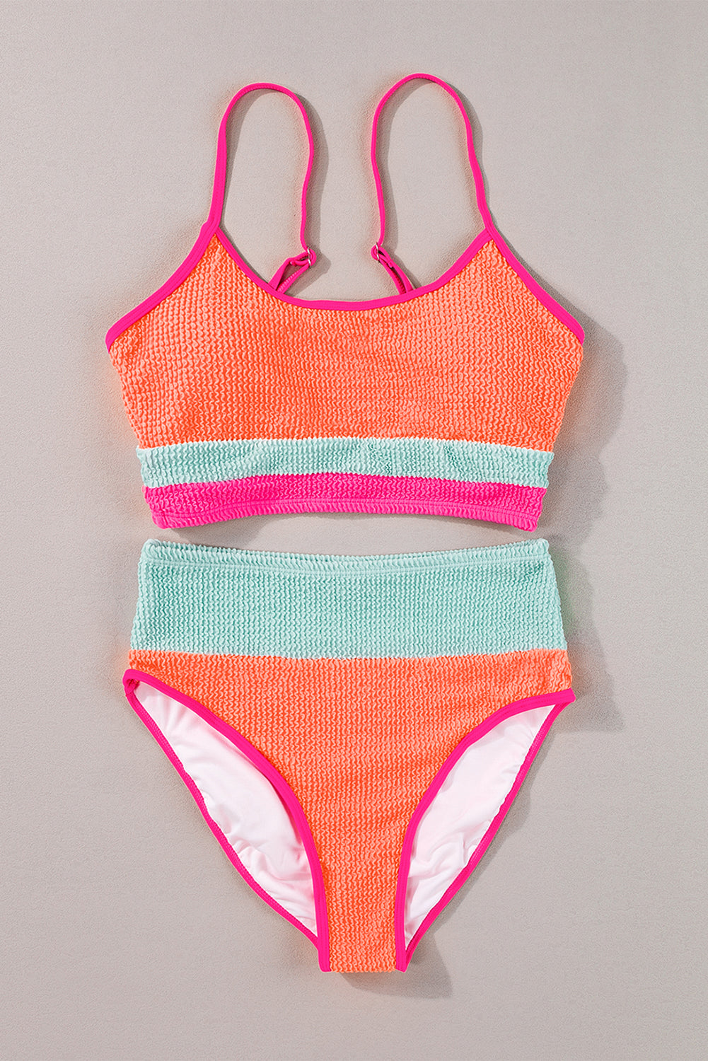 Beau Blue Color Block High Waisted Sexy Bikini Set