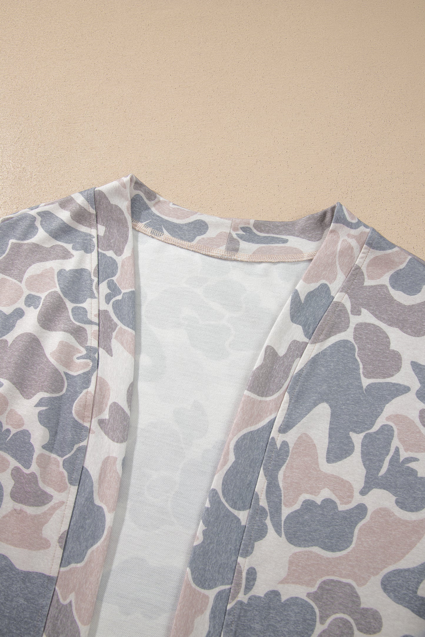 Multicolour Camouflage Print Long Sleeve Open Front Tunic Cardigan