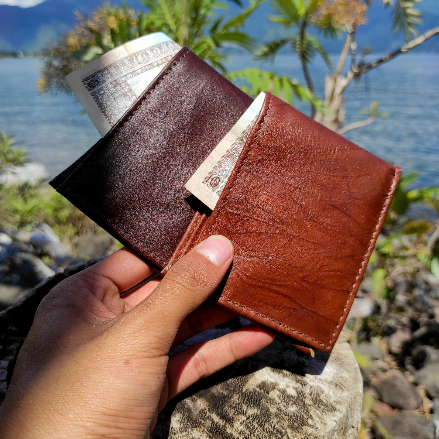 Leather Bifold Wallet with ID Window