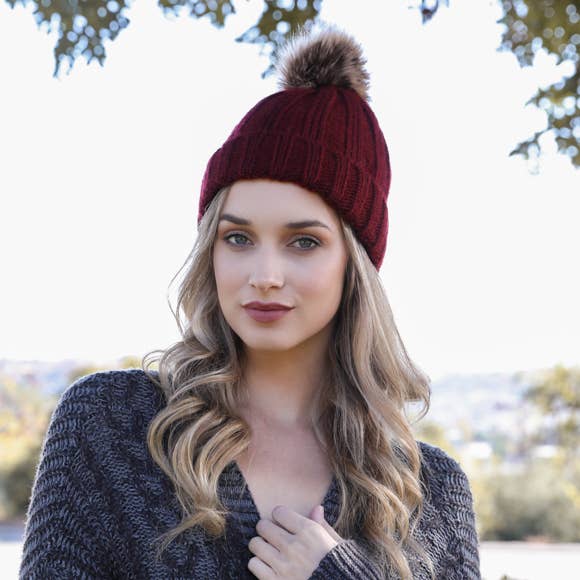 Winter-Ready Ribbed Faux Fur Beanie