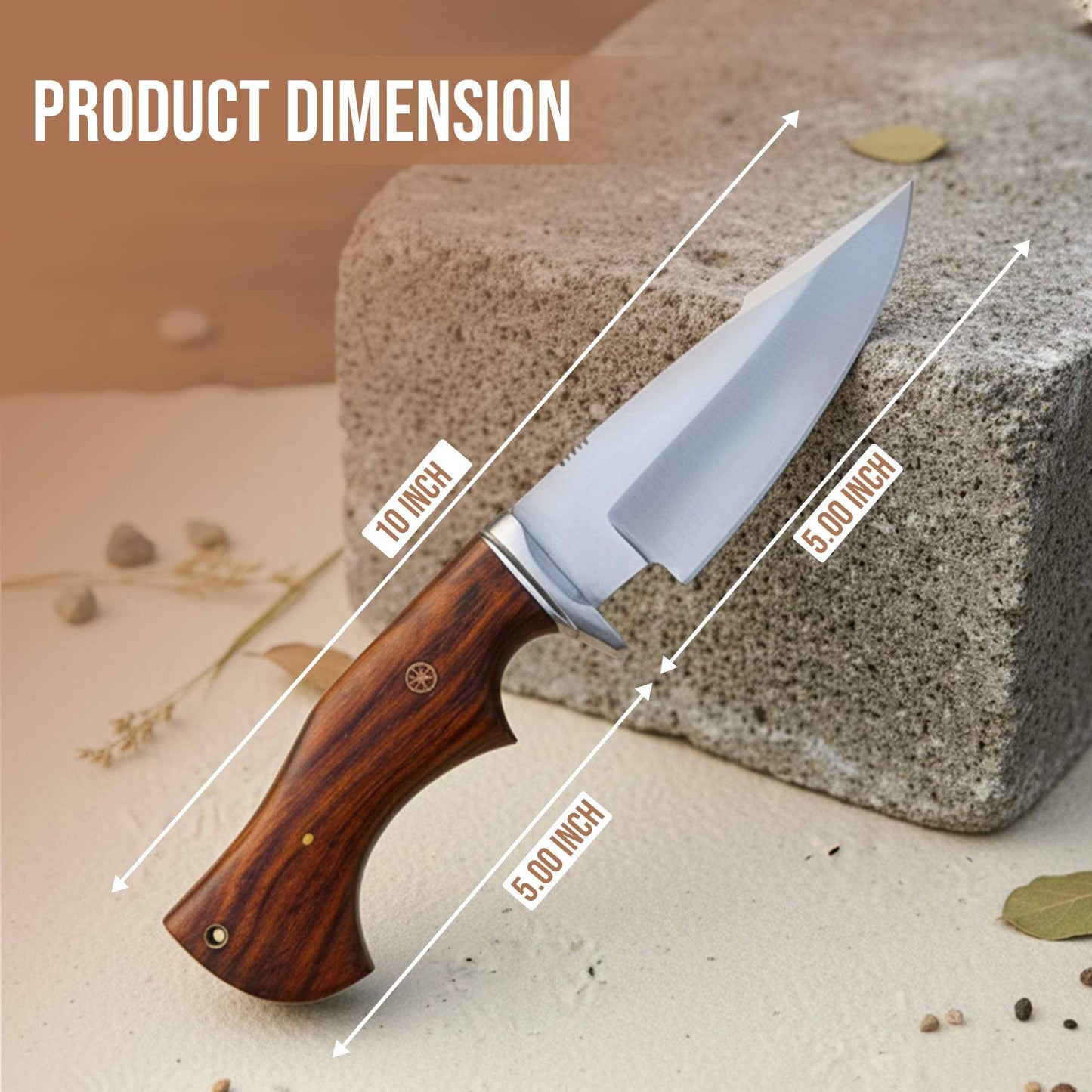 10' Handmade Stainless steel knife with leather sheath