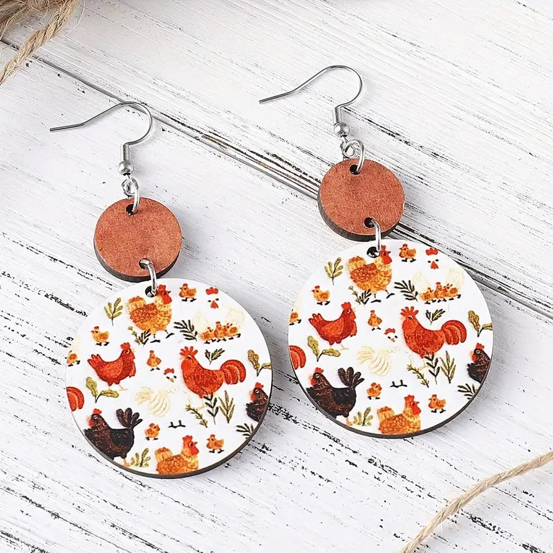 Colorful Chicken Earrings