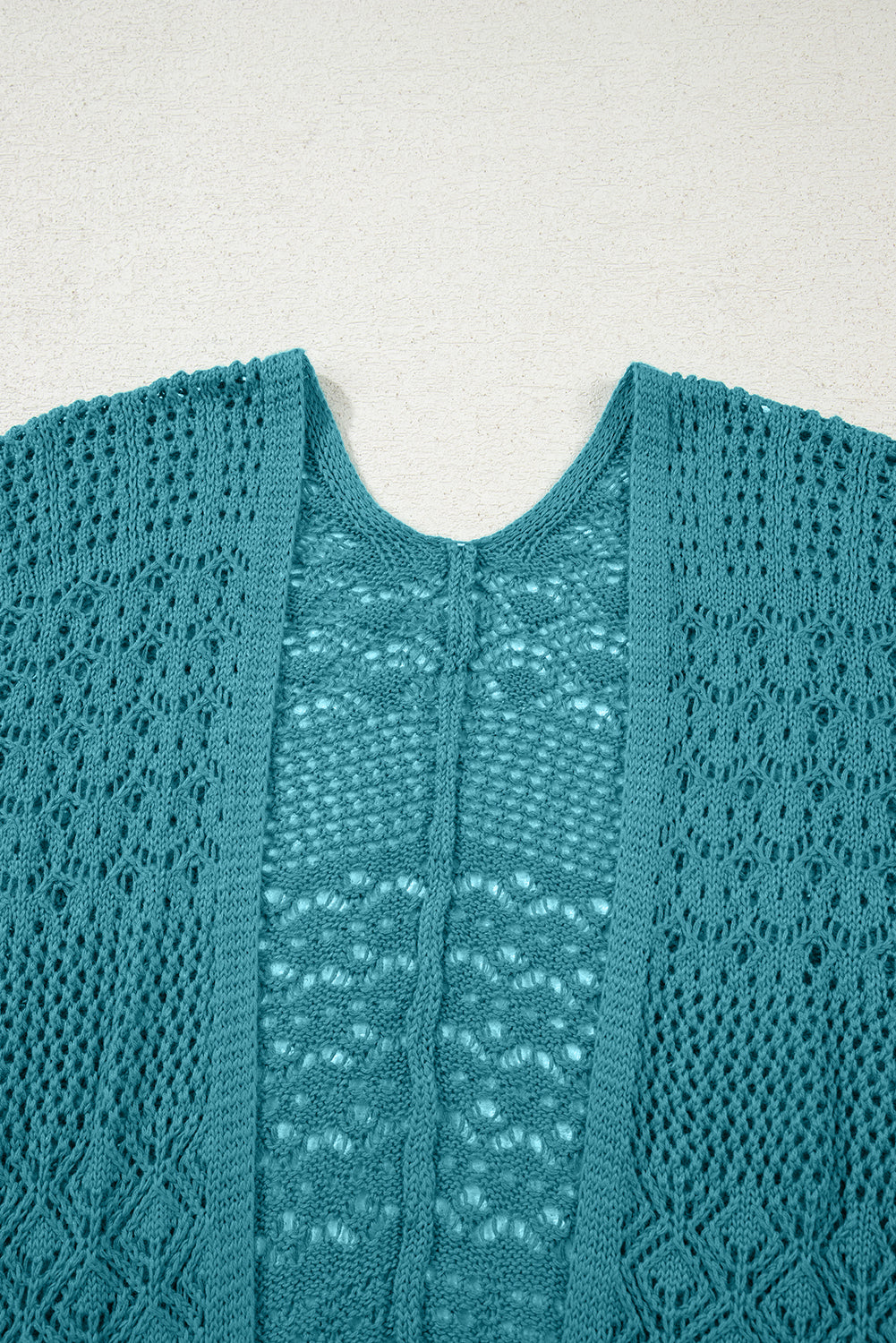 Jet Stream Mix Pattern Hollowed Knit Open Front Cardigan