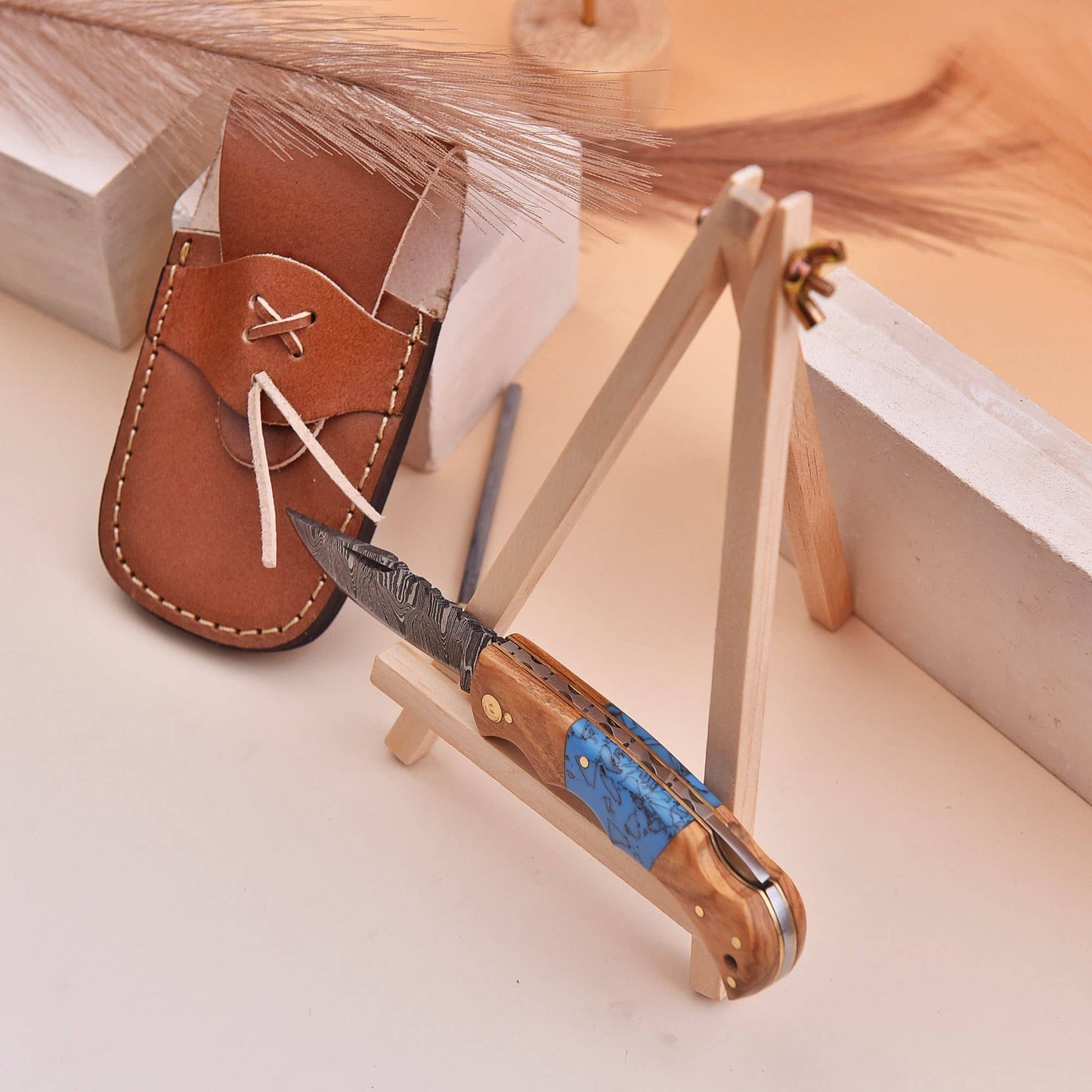 6.5' Handmade damascus folding knife, Pocket Knife