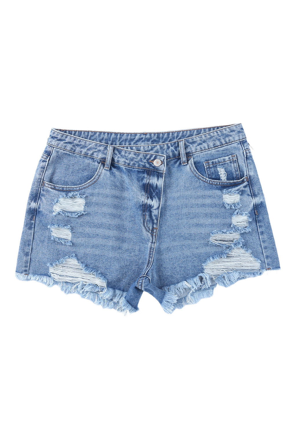 Pink High Rise Crossover Waist Denim Shorts