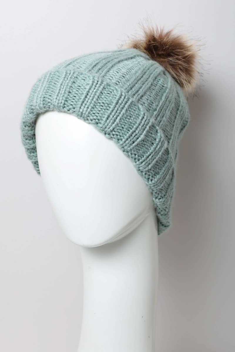 Winter-Ready Ribbed Faux Fur Beanie