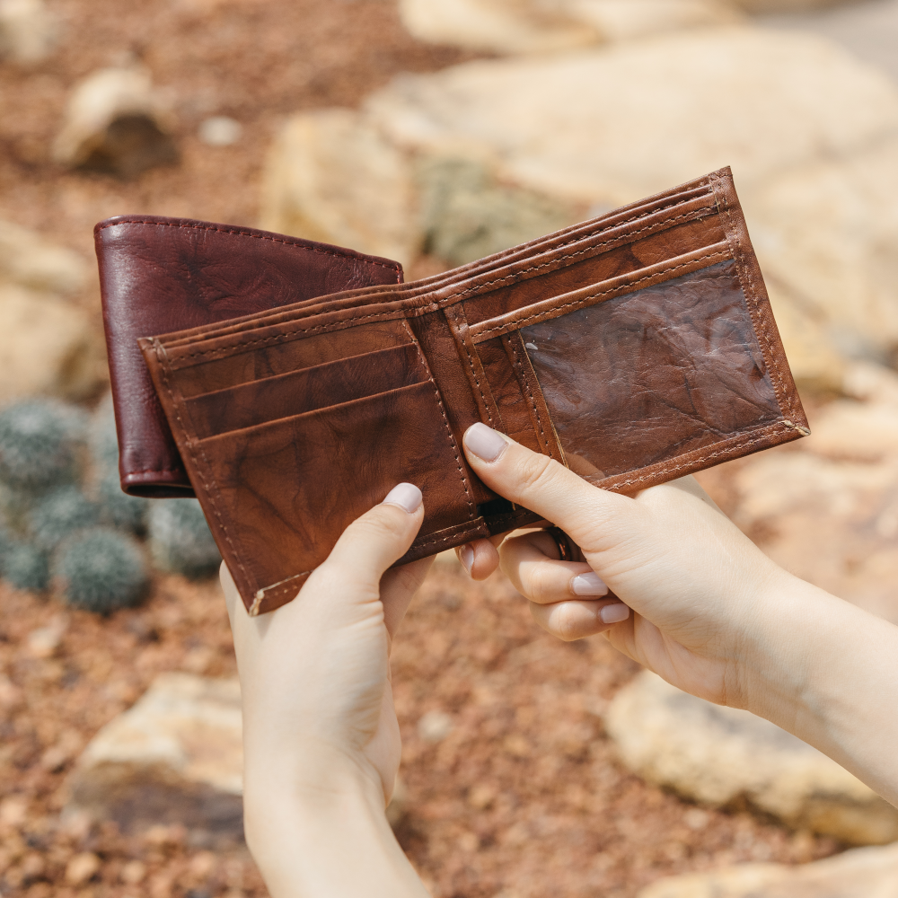 Leather Bifold Wallet with ID Window