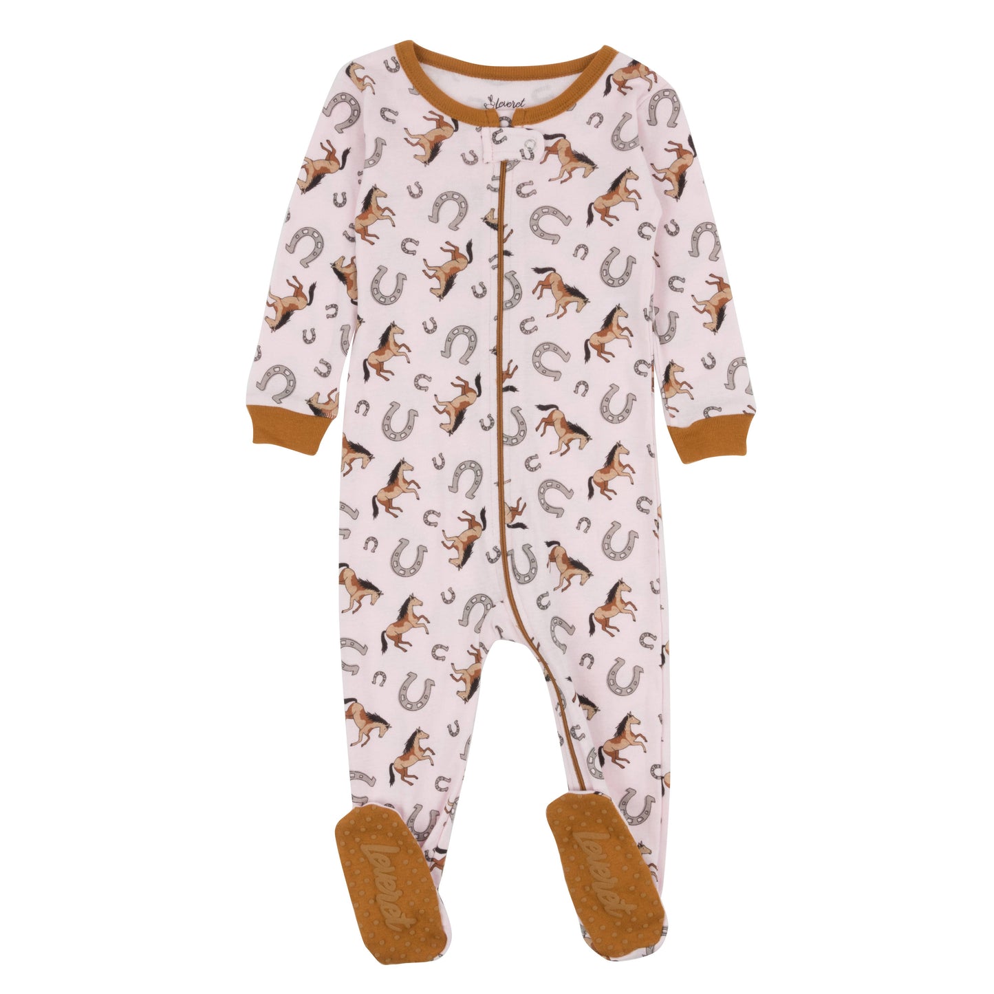 Kids Footed Cotton Pajama Pink Horse