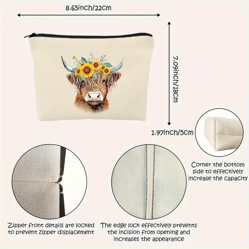 Highlander Cow Makeup Bag